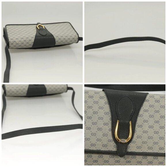 GUCCI Micro GG Supreme Shoulder Bag PVC Navy Gold 89 02 050 Auth BA3432 - Picture 15 of 16